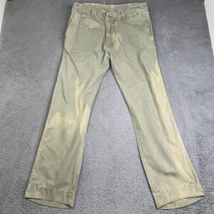 Diesel Pants Mens 34 Green Straight Leg Cotton Military VTG Distressed Baggy